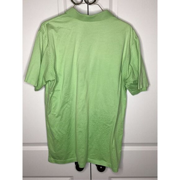 Mens Peter Millar Short Sleeved Cotton striped Polo Shirt large green - Picture 4 of 6